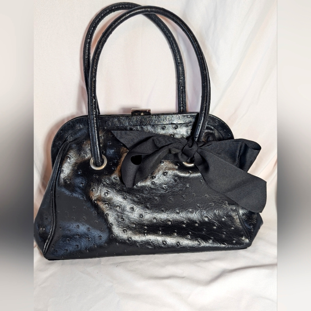 Valerie Stevens top handle genuine leather bag, faux ostrich